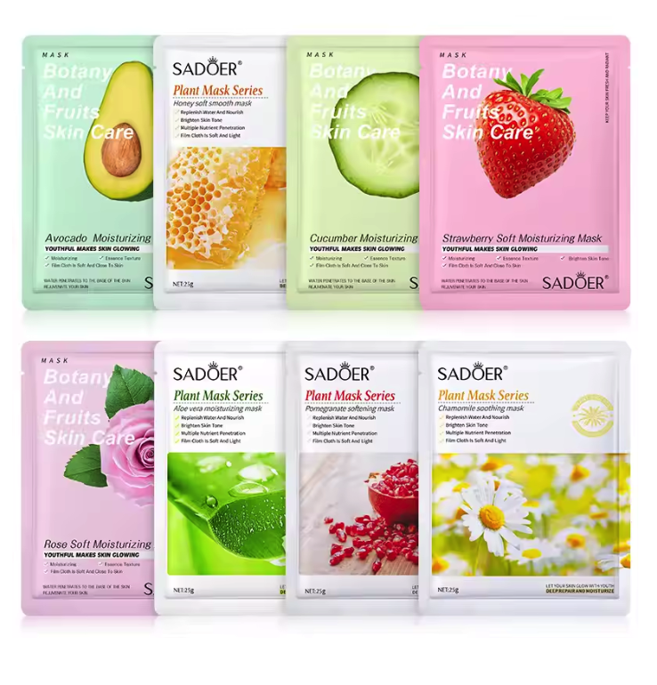 8pcs Natural Plant Face Mask Beauty Skincare Facial Masks Moisturizing Firming Hydrating Facial Mask Face Care Korean Cosmetics