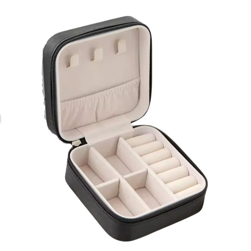 1pcs Single Layer Storage Box Ladies Travel Leather Jewelry Box Classic Black Pure White Fashion Pink Storage Box