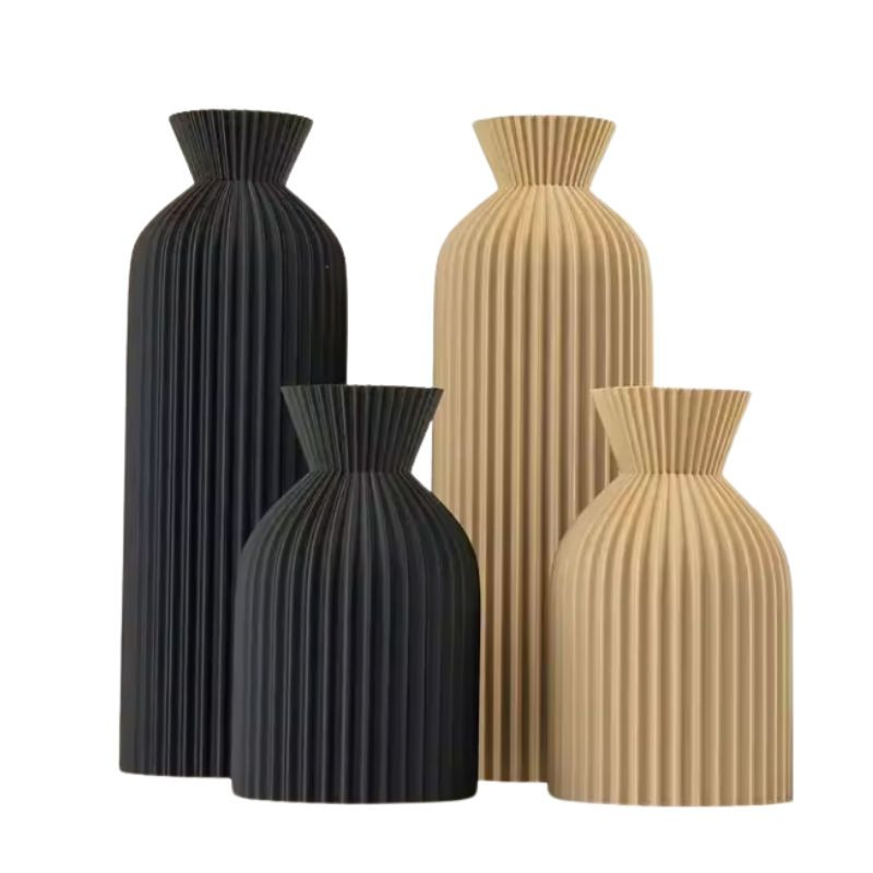 Elegant Black Plastic Vase - Boho Chic Decorative Centerpiece for Home, Office, and Living Room 2 vases ( One small, One large)