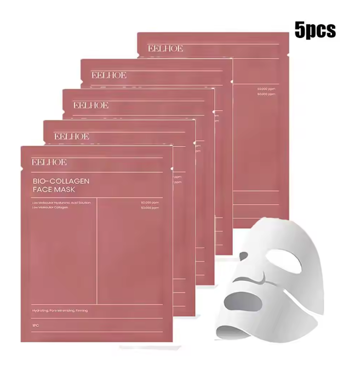 5PCs Bio Collagen Face Mask Shrink Pores Deep Hydrating Overnight Mask Moisturizing Refreshing Brightening Face Skin Care